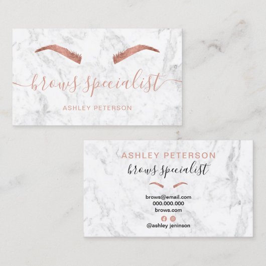 バラ金ゴールドモダンブロートレンディー白大理石 名刺 (正面/裏面)