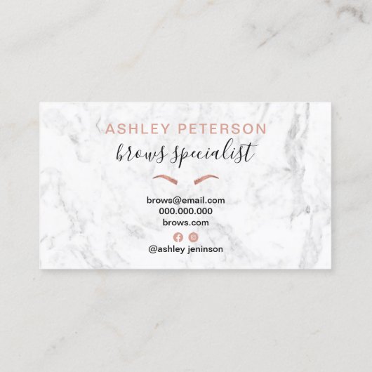 バラ金ゴールドモダンブロートレンディー白大理石 名刺 (裏面)