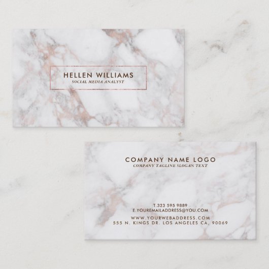 バラ金ゴールドモダンマーブルフェイクストーン 名刺 (正面/裏面)