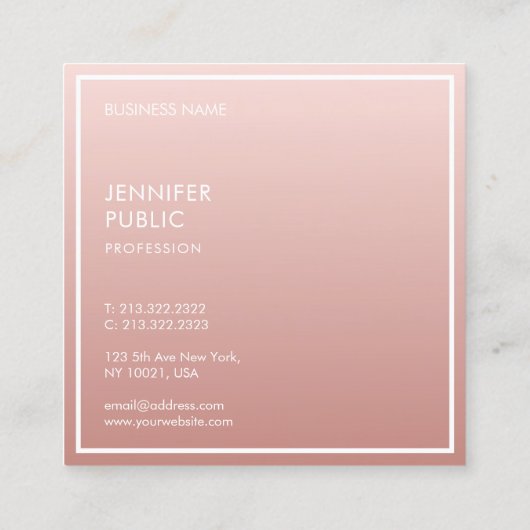 バラ金ゴールドモダンミニマルテンプレートエレガント スクエア名刺 (裏面)