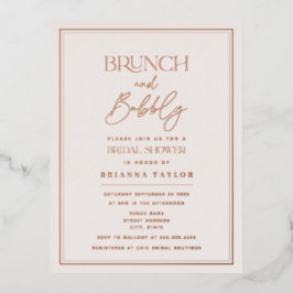 バラ金ゴールドモダンミニマルブライダルシャワー 箔招待状ポストカード