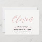 バラ金ゴールドモダンレタリング11thバースデーパーティー 招待状 (正面)