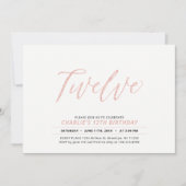 バラ金ゴールドモダンレタリング12thバースデーパーティー 招待状 (正面)