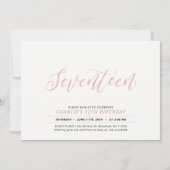 バラ金ゴールドモダンレタリング17thバースデーパーティー 招待状 (正面)