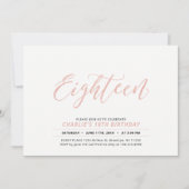 バラ金ゴールドモダンレタリング18thバースデーパーティー 招待状 (正面)