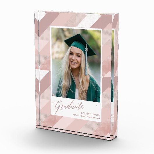 バラ金ゴールドモダン大理石卒業女 フォトブロック (右)