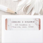 バラ金ゴールドモダン大理石結婚差出人住所 ラベル (インサイチュ)