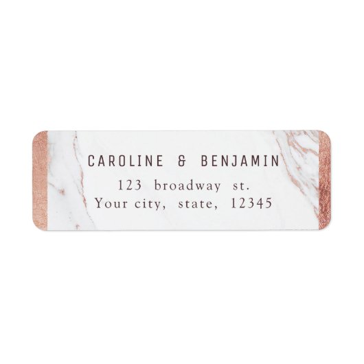 バラ金ゴールドモダン大理石結婚差出人住所 ラベル (正面)