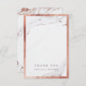 バラ金ゴールドモダン大理石結婚高級感謝していユー サンキューカード (正面/裏面)