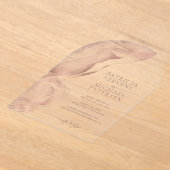 バラ金ゴールドモダン抽象芸術優雅な結婚式 アクリル招待状 (レイダウン)