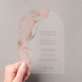 バラ金ゴールドモダン抽象芸術優雅な結婚式 アクリル招待状 (インサイチュ (ポータブル))