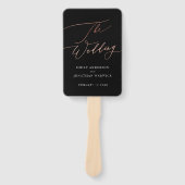 バラ金ゴールドモダン書道結婚の書 ハンドファン (正面)