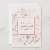 バラ金ゴールドモダン植物学赤面パーソナライズされた ノートカード (正面)