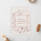 バラ金ゴールドモダン植物学赤面パーソナライズされた ノートカード (正面/裏面インサイチュ)