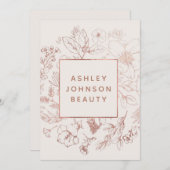 バラ金ゴールドモダン植物学赤面パーソナライズされた ノートカード (正面/裏面)