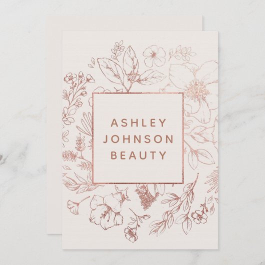 バラ金ゴールドモダン植物学赤面パーソナライズされた ノートカード (正面/裏面)