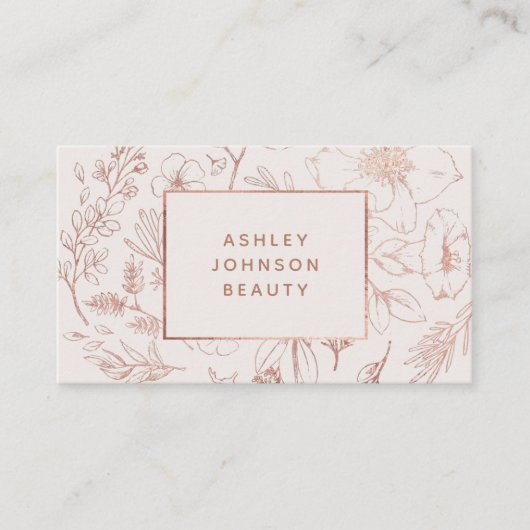 バラ金ゴールドモダン植物学赤面社会水平 名刺 (正面)