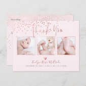 バラ金ゴールドモダン紙吹雪スクリプト ポストカード (正面/裏面)