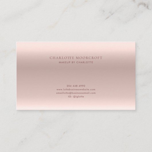 バラ金ゴールドモダン美しいとメイクアップ 名刺 (裏面)