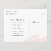 バラ金ゴールドモダン赤面シンプルスクリプト日付の保存 案内ポストカード (裏面)