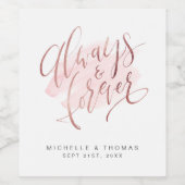 バラ金ゴールドモダン赤面Always And Foreverスクリプト ワインラベル (シングルラベル)