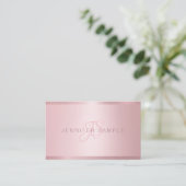 バラ金ゴールドモノグラシンプルムテンプレート 名刺 (スタンド正面)