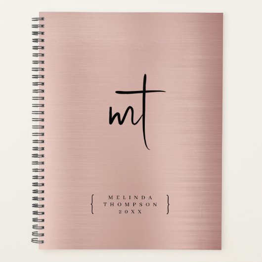 バラ金ゴールドモノグラムのイニシャルスクリプトアポイントメント プランナー手帳 (正面)