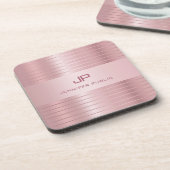 バラ金ゴールドモノグラムのテンプレートモダンエレガント コースター (左側)