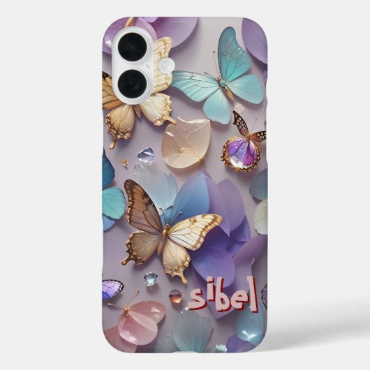 バラ金ゴールドモノグラムのバタフライケース – Mate iPhone Case-Mate iPhoneケース (裏面)