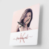 バラ金ゴールドモノグラムの写モダン真 スクエア壁時計 (傾斜)