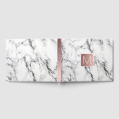 バラ金ゴールドモノグラムの白い大理石の外観 ゲストブック (全面)