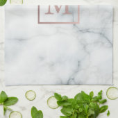 バラ金ゴールドモノグラムを白大理石に キッチンタオル (折り畳み)