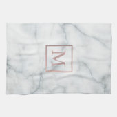 バラ金ゴールドモノグラムを白大理石に キッチンタオル (横)