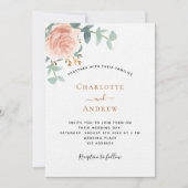 バラ金ゴールドモノグラムアーチ写真ラグジュアリー結婚ズ 招待状 (正面)