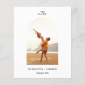 バラ金ゴールドモノグラムアーチ写真結婚式招待状 (裏面)