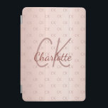 バラ金ゴールドモノグラムイニシャルピンクモダン iPad MINIカバー<br><div class="desc">名前とモノグラム文字、イニシャルをカスタマイズして追加。モノグラムイニシャルを背景にパターンとして。Aとガーリーバラフェミニン金ゴールド、ピンクのグラデーション背景色。バラ金ゴールド色の文字。名前は手書入力のスタイルスクリプトで指定する。</div>