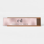 バラ金ゴールドモノグラムイニシャルミニマル デスクネームプレート (正面)