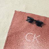 バラ金ゴールドモノグラムイニシャル名ミニマル主義者 ビーチタオル (インサイチュ)