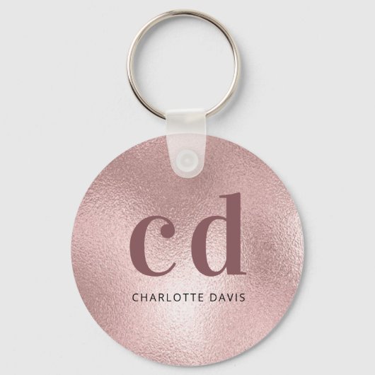 バラ金ゴールドモノグラムイニシャル キーホルダー (正面)