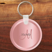 バラ金ゴールドモノグラムエレガントテンプレートカスタム キーホルダー (正面)