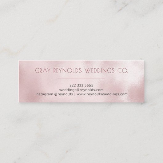 バラ金ゴールドモノグラムエレガントフローラウェディングプランナー スキニー名刺 (裏面)