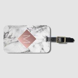バラ金ゴールドモノグラムオン白黒大理石 ラゲッジタグ
