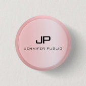 バラ金ゴールドモノグラムテンプレートエレガントモダン 缶バッジ (正面)