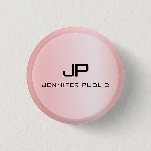 バラ金ゴールドモノグラムテンプレートエレガントモダン 缶バッジ (正面)