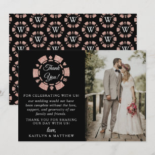 バラ金ゴールドモノグラムトランプのポーカーチップカ結婚ジノ サンキューカード
