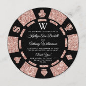 バラ金ゴールドモノグラムトランプのポーカーチップカ結婚ジノ プログラム (正面)