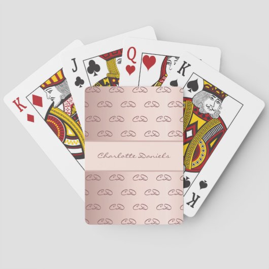 バラ金ゴールドモノグラムパターンイニシャル名 トランプ (裏面)