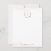 バラ金ゴールドモノグラムパーソナライズされた紋文具 ノートカード (正面)