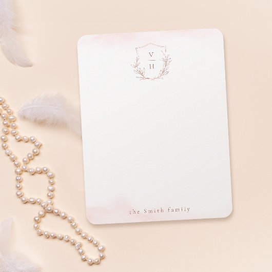 バラ金ゴールドモノグラムパーソナライズされた紋文具 ノートカード