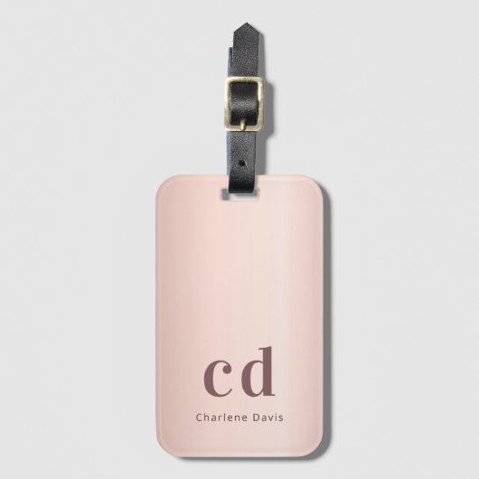 バラ金ゴールドモノグラム名ミニマルモダンリスト ラゲッジタグ (正面縦)